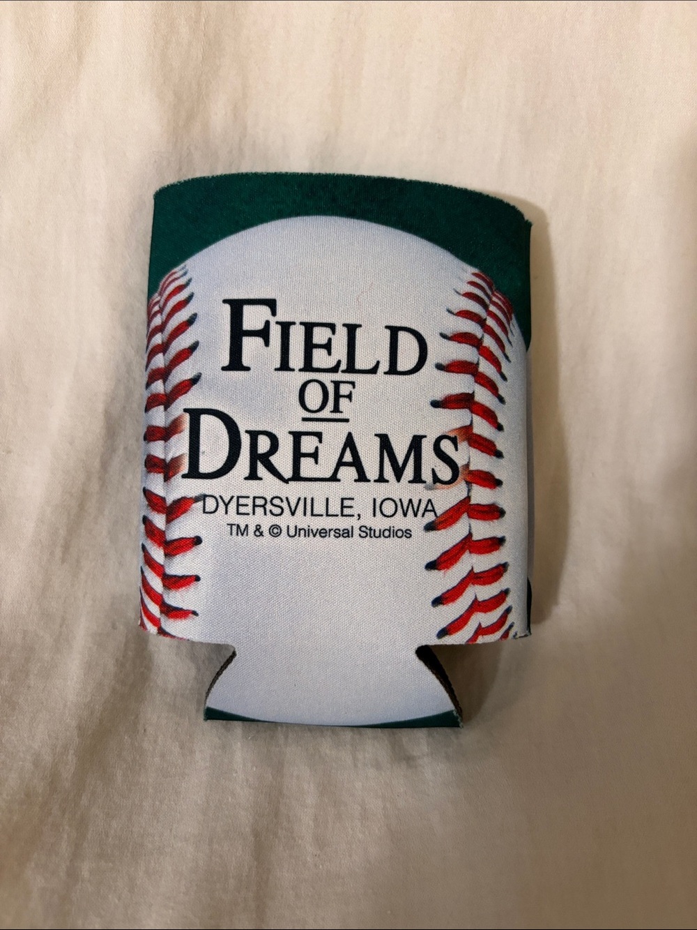 Field of Dreams Baseball Can Cooler in Green and White